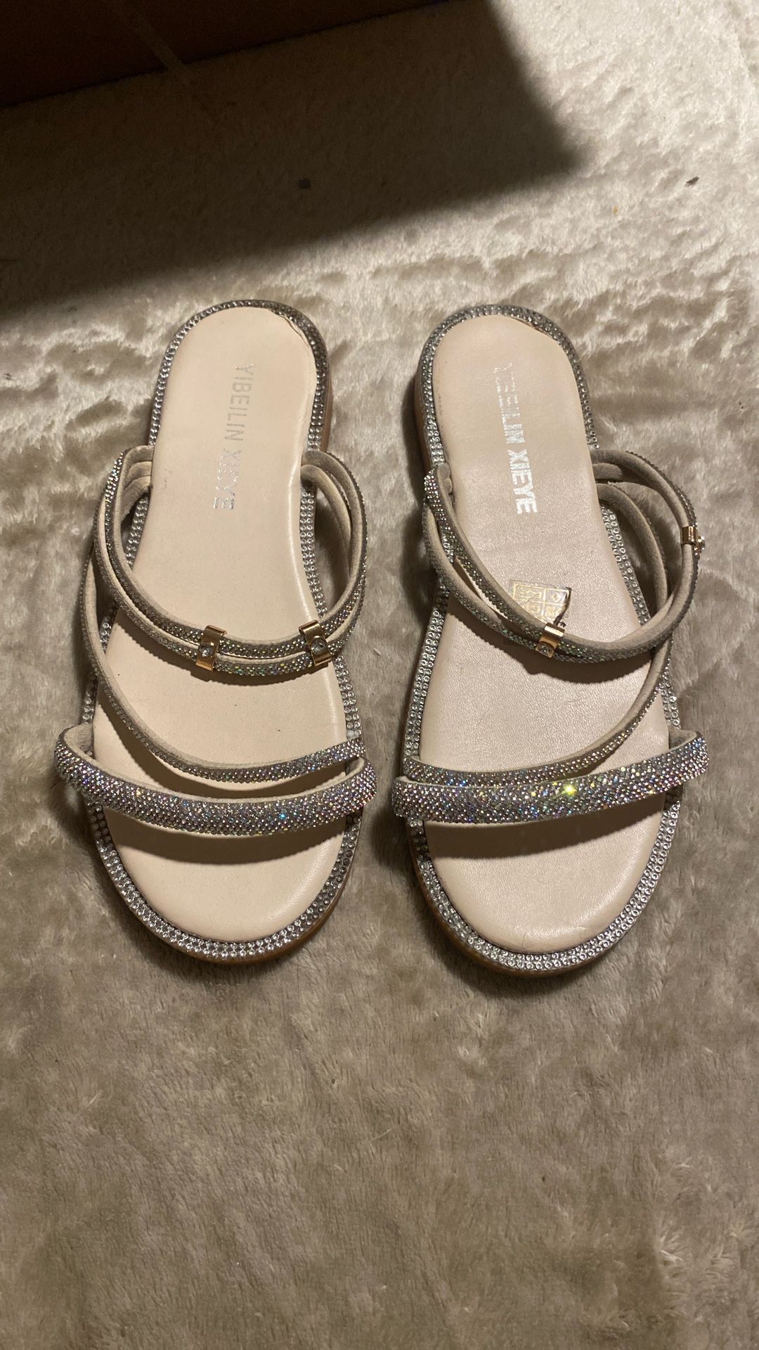 Women’s Size 5.5 / 36 Crème Bling Sandals
