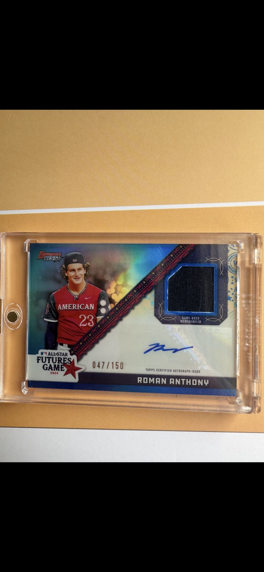 Roman Anthony bowman’s best tops certified autograph 47/150 all stars futures game 2024