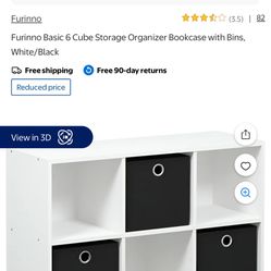 Storage Organizer Bookcase With Bins