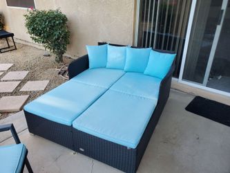 Outdoor Lounger & 2 Chairs