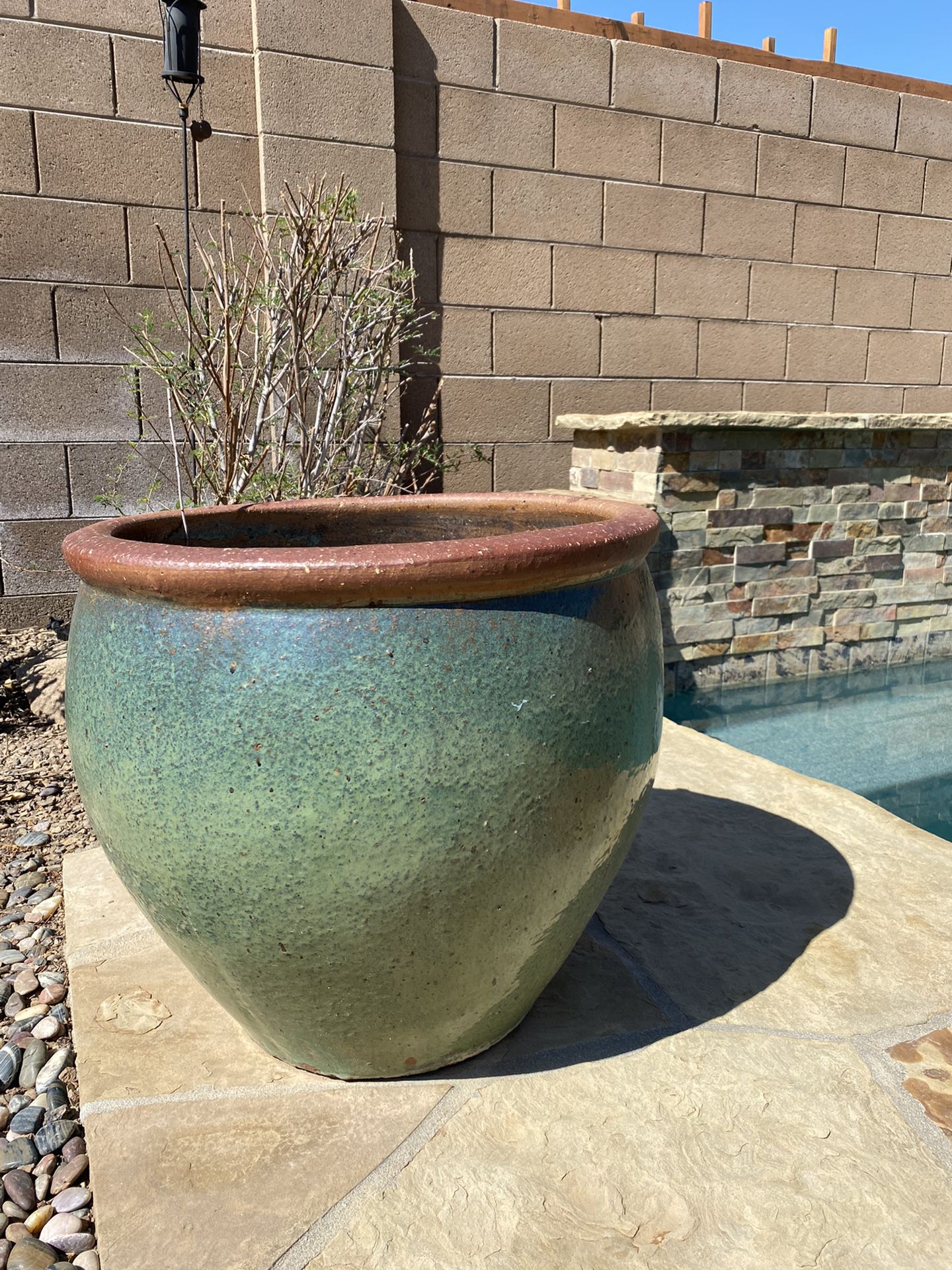 PENDING ** Large Green Terracotta Garden Pot
