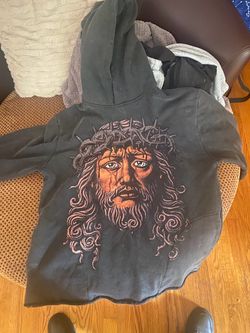 One of one cropped Jesus hoodie
