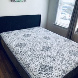 Queen  Size Set Bed Frame With The Mattress 10”thick Brand New From Factory Delivery Available 