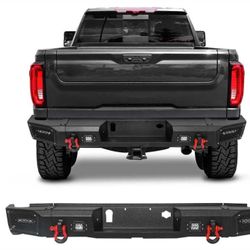 Rear Bumper Compatible with 2020 2021 2022 2023 2024 2025 GMC Sierra 2(contact info removed) W/LED Lights and D-ring