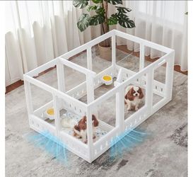 Clear-air Dog Playpen Indoor Acrylic Pen, 24" H, White, 12 Panels
