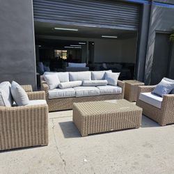 New outdoor 6pcs patio furniture wicker sunbrella HDPE sofa set