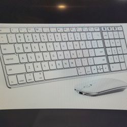 Bluetooth Wireless Keyboard & Mouse Combo For Mac, White Silver Rechargeable  Multi-device