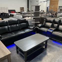 Black Power Reclining Sofa & Loveseat Set!