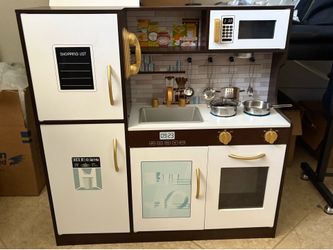 Kids Play Kitchen, Pretend Play Toy Kitchen, Brand: Touch us, Model: TU50016, Color: Expresso