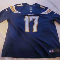 Chargers #17 Philip Rivers Navy White Gold Jersey  XXL