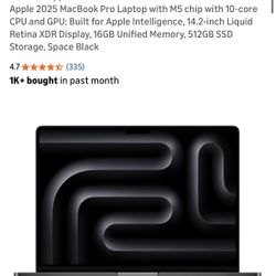 Apple 2025 MacBook Pro Laptop with M5 chip
