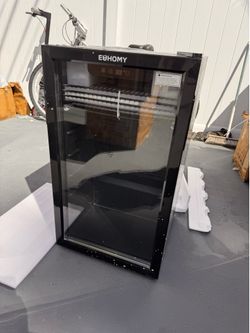 EUHOMY Beverage Refrigerator and Cooler, 128 Can Mini fridge with Glass Door, Small Refrigerator with Removable Shelves for Soda Beer or Wine, Home/Ba