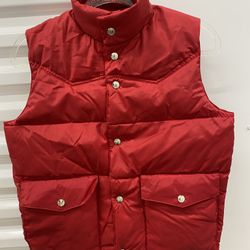 Vintage Red Down Feather Snap puffer Vest