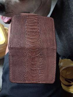 Real ostrich skin leather wallet