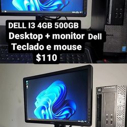 Desktop Dell I34gb 500 + Dell $110