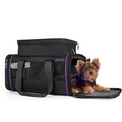 DELOMO Pet Carrier - Airline Approved Cat and Dog Carrier for Small Dogs, Small Cats up to 15 Lbs - Durable Dog Travel Bag, Expandable, Comfortable, F