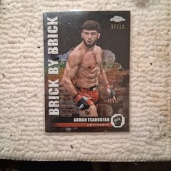 UFC LIGHTWEIGHT Arman Tsarukyan. TOPPS CHROME CARD BYB-14 IS A RARE FIND. THIS CARD REPRESENTS Number  7 Out Of 10 Ever Made