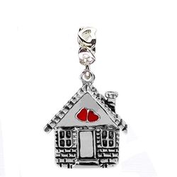 Charm For Pandora 925 Sterling Silver Home Sweet Home Dangle Red Enamel 