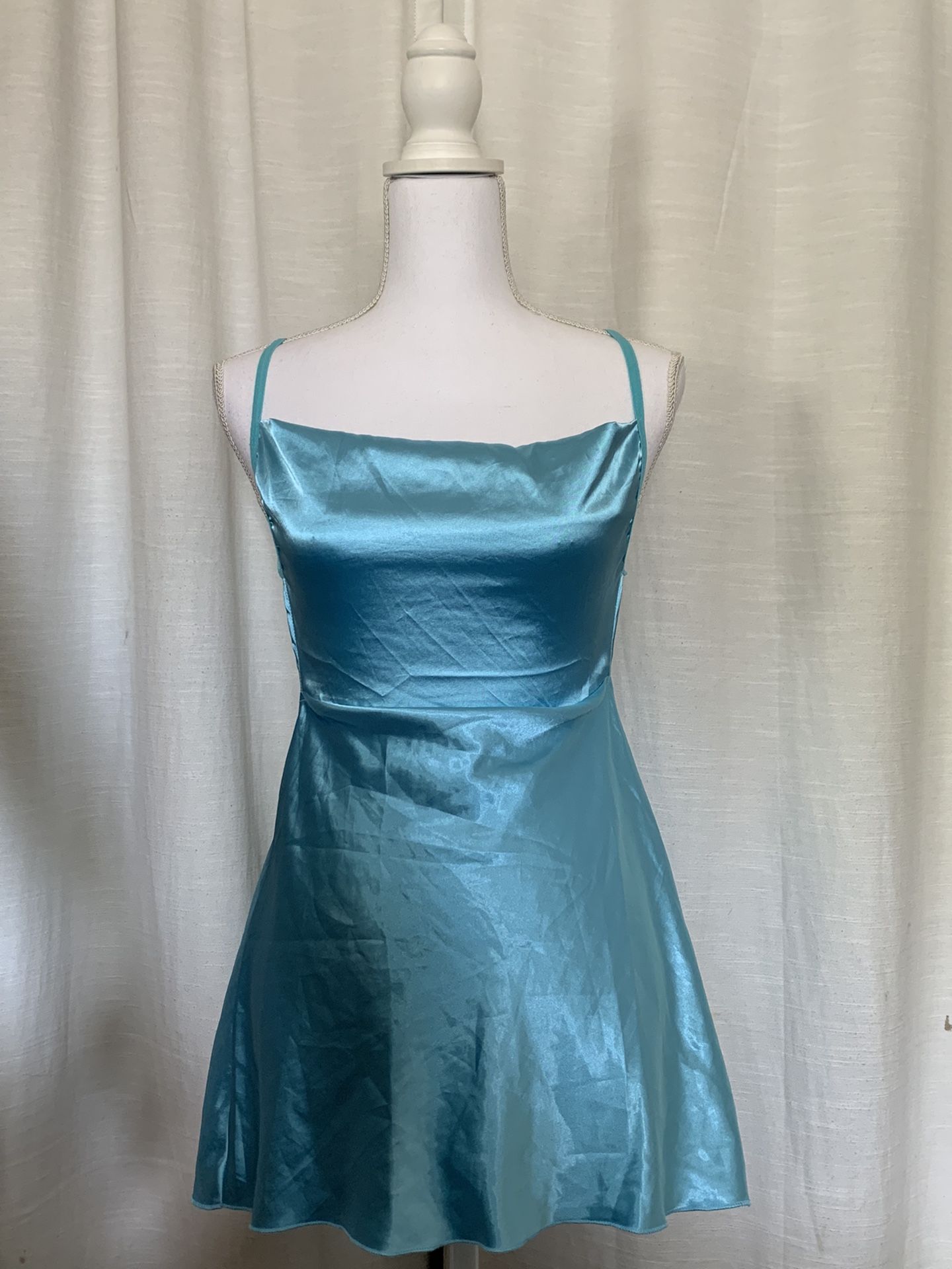 Blue Silky Dress (small)