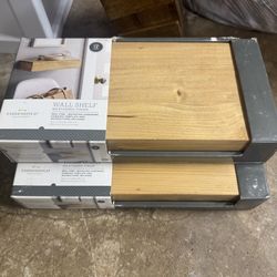 Rustic Farmhouse Decor: Shelves, Threshold Floating Shelves, Mantel, Chalkboard, Hangers, Wine Rack