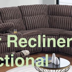 New Corduroy Power Recliner Sectional (Finance and Delivery)