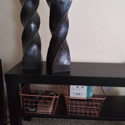 Candlesticks Small Console Table And Wire Baskets 