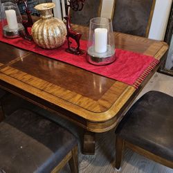 Vintage Wooden Table And 6 Chairs