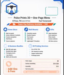 Local El Paso 3d prints work shop