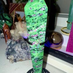 UV Reactive Ruby Zoisite (Anyolite) Crystal Wand / Obelisk