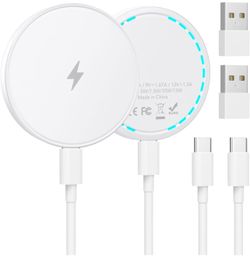 MagSafe Charger 2 Pack 15W Magnetic Wireless Charger Fast Charging Pad with 4.2 FT Type C Cable Compatible with iPhone 17/16/15/14/13/12 Series & AirP