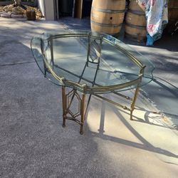 Vintage Mid Century Modern Brass And Glass Table