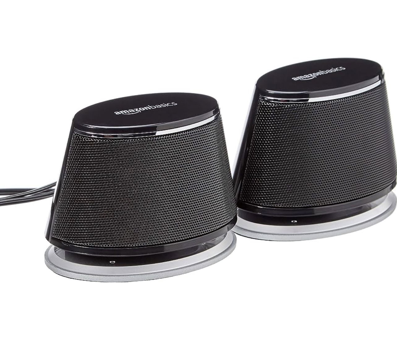 Amazon Basics USB Plug-n-Play Computer 2 Speakers for PC or Laptop, Black - Set of 2(4 In Total)