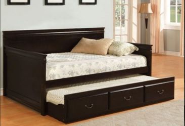 Brand New Espresso Twin Daybed w Trundle Bed