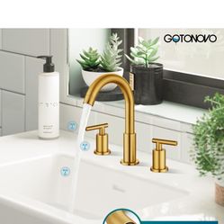 gotonovo 3 Hole 2 Handles Lavatory Basin Bathroom Sink Faucet with Pop Up Drain A23 ch $40
