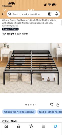 Allewie Queen Bed Frame, 14 inch Metal Platform Beds with Storage Space, No Box Spring Needed and Easy Assembly, Black Brand new off pallet, pick up