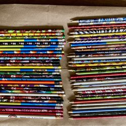 Huge Wood Pencil Lot 60+ Pieces Advertising Holiday Halloween Mad Libs Kids