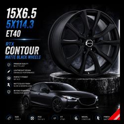 🔥 15x6.5 5x114.3 RTX Contour Matte Black Wheels 🔥