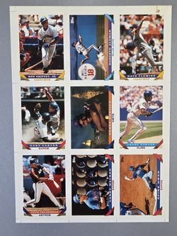 1993 Topps Baseball 9 Card Uncut 8x10 Promo Sheet