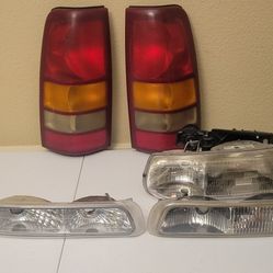 Both tail Lights and front driver side headlight and both turning signals driver and passenger side for a Chevy Silverado 99 through 2001