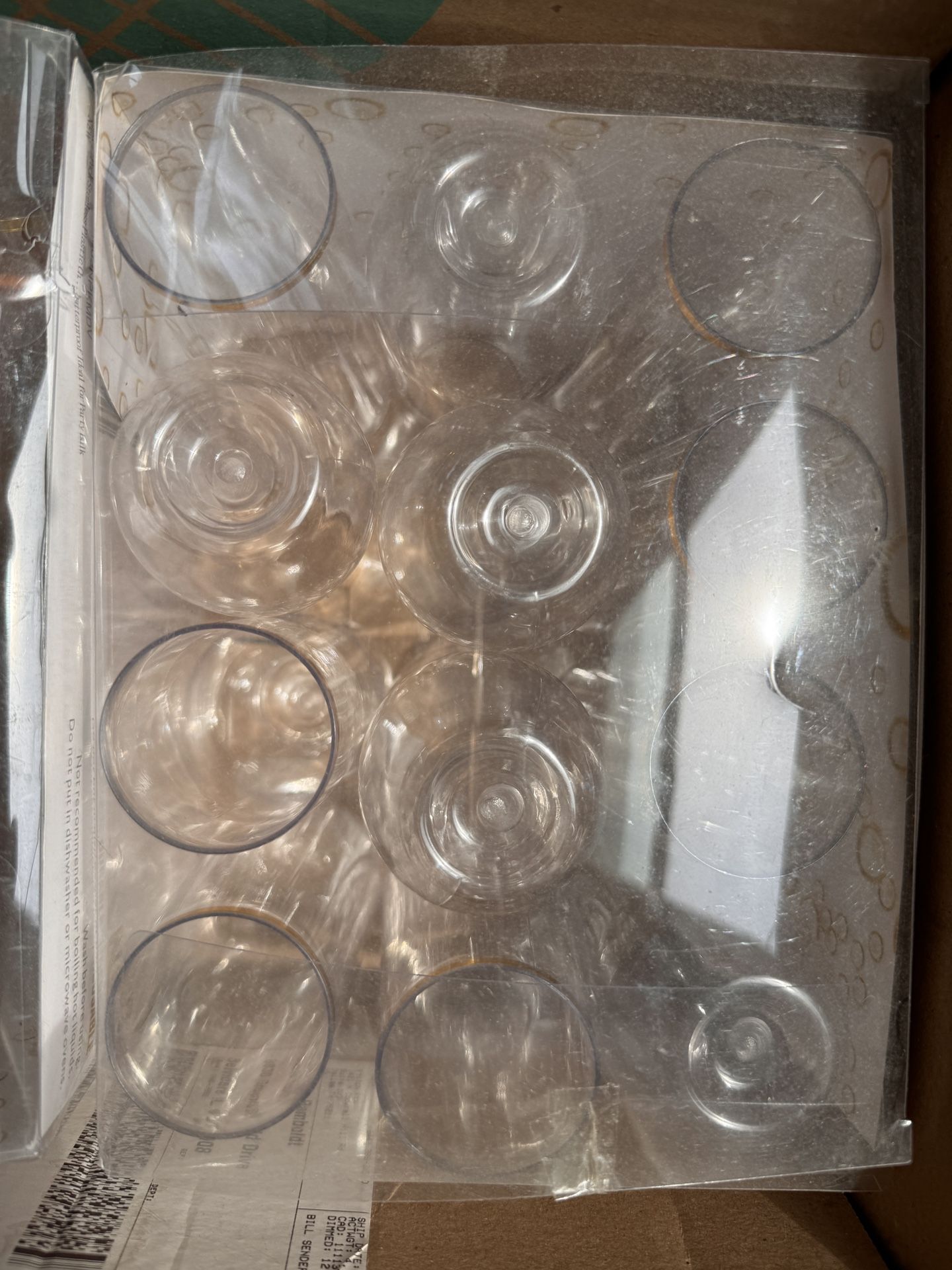 36 Pack Stemless Plastic Champagne Flutes Disposable 9 Oz Gold Rim Clear Plas...