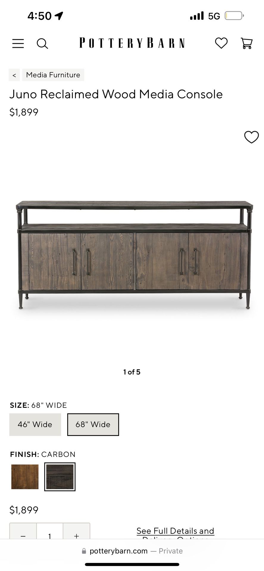 Pottery Barn Juno 68 Media Console for Sale in Orange CA OfferUp