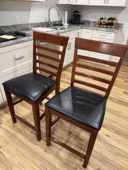 Set of 2 Wood Bar-Height Chairs — Great Deal, Sturdy Build — Pick Up Today in Marlborough MA!