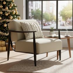 MOLICA 27.95" Classic Fabric Sofa with Wood Arms and Support