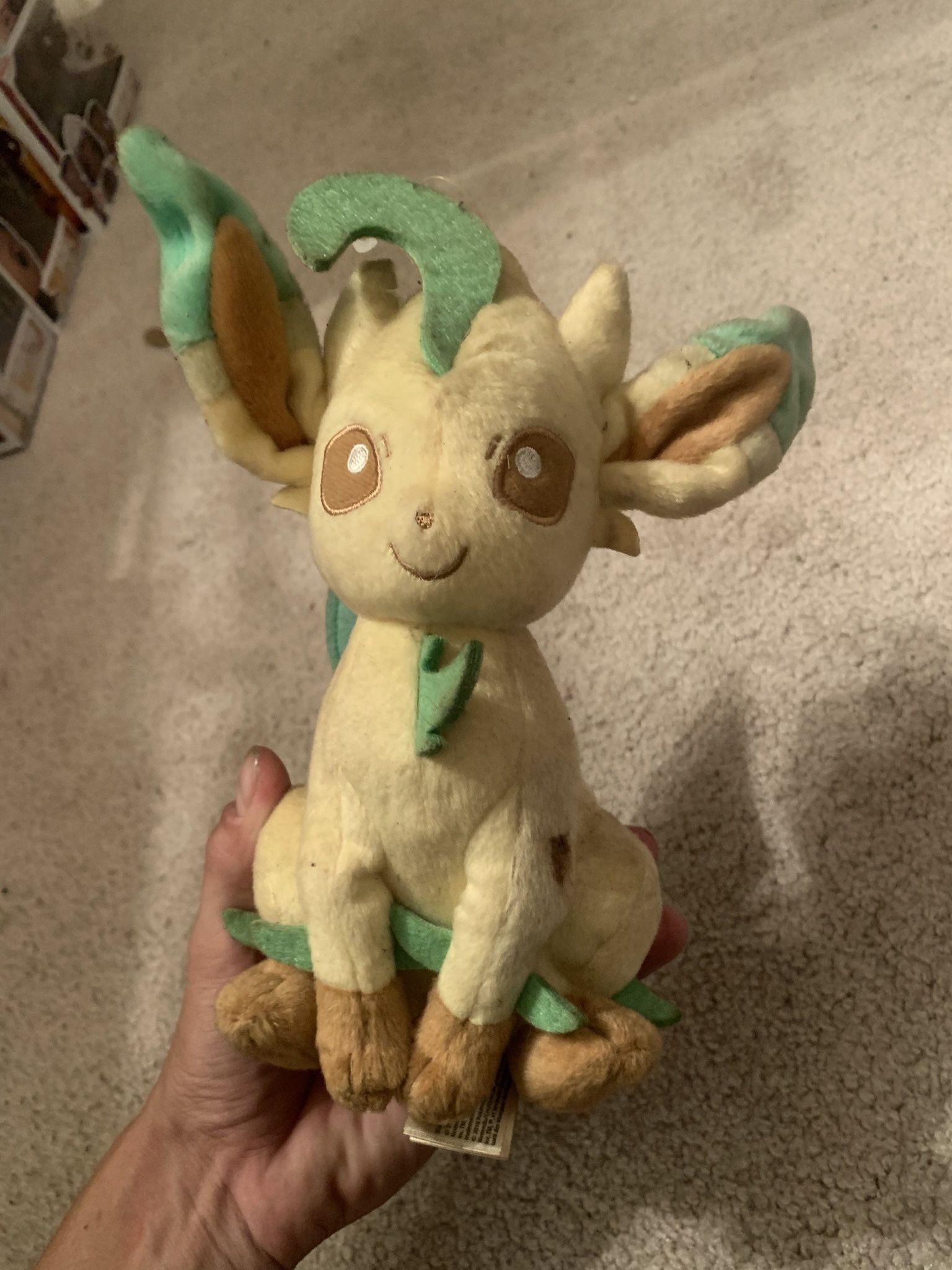 Tomy Takara Leafeon 8” Pokémon Plush Toy Doll Pre Owned 