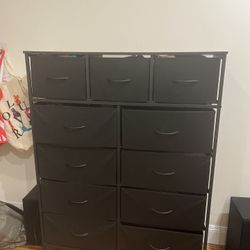 11-Drawer Black Dresser, Fabric Storage Tower