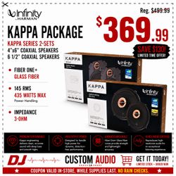 Infinity Kappa Package 2 Sets 463XF 4x6" 2-Way & 63XF 6 1/2" 2-Way Coaxial Speaker System 435 Watts 🚨 No Credit Needed 🚨