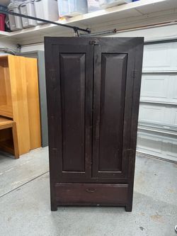 18th Century Antique Primitive Armoire / Cupboard – Likely Mahogany & Pine with Hand-Pegged Joinery