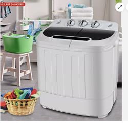 Compact Mini Twin Tub Washing Machine Portable 13lbs Laundry Washer and Dryer