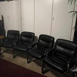 Set Of Four Office Leather  Chaires