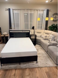 Full size Mattress+ Bed frame + nightstand